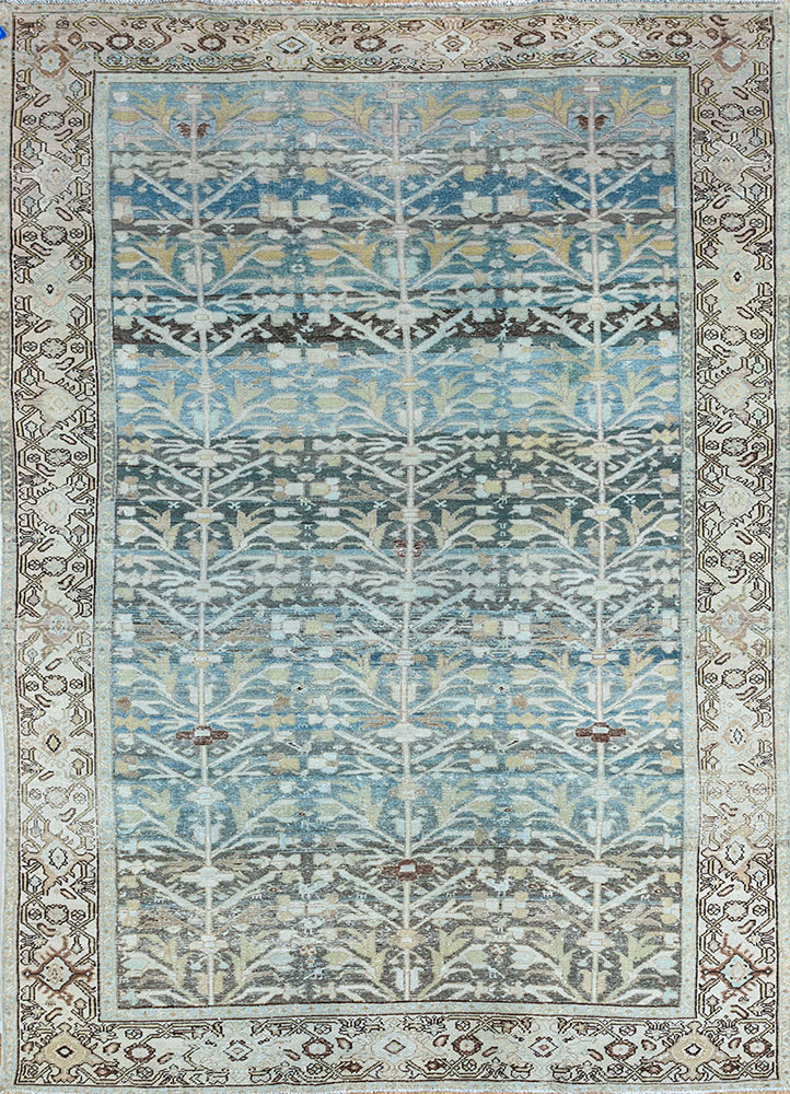 viscaya blue wool hand knotted Rug - HeadShot