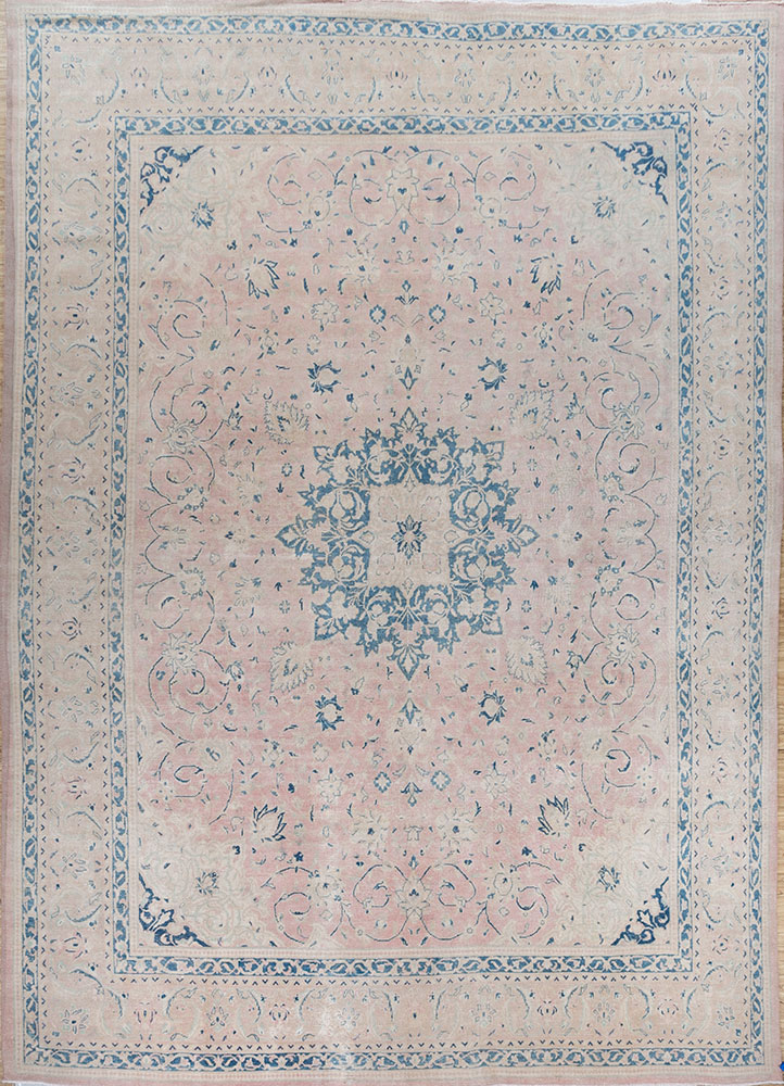 aalam pink and purple wool hand knotted Rug - HeadShot