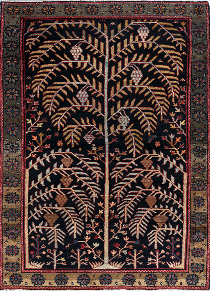 kiaan grey and black wool hand knotted Rug - HeadShot