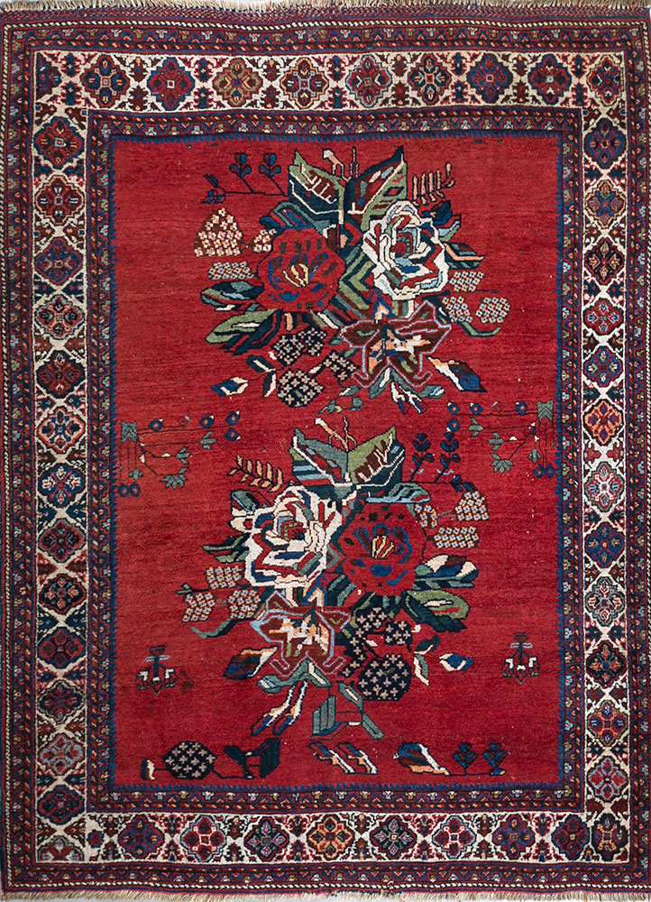 kiaan red and orange wool hand knotted Rug - HeadShot