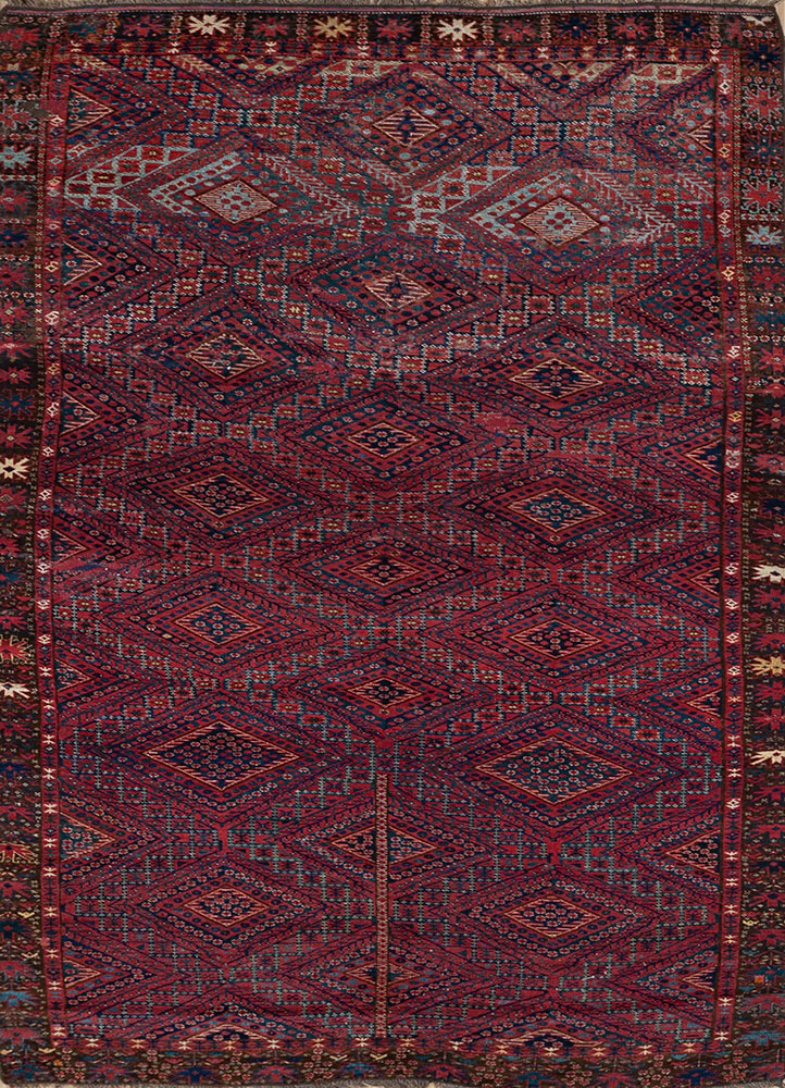 nuray red and orange wool hand knotted Rug - HeadShot