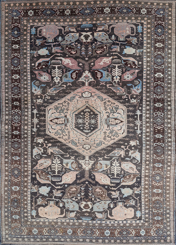 nuray grey and black wool hand knotted Rug - HeadShot