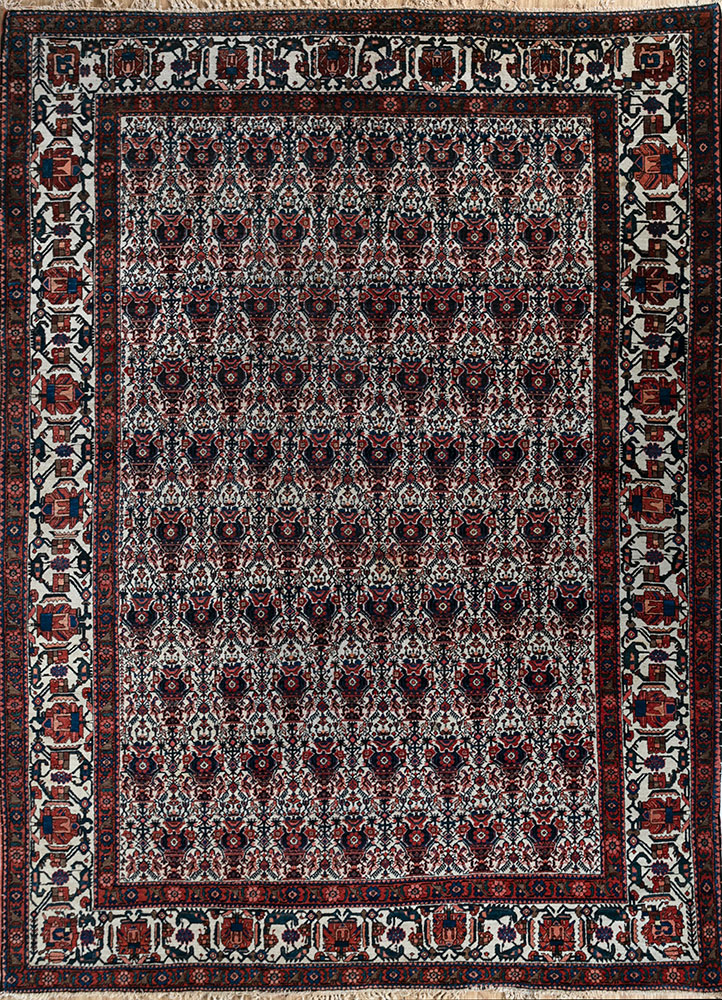 aalam beige and brown wool hand knotted Rug - HeadShot