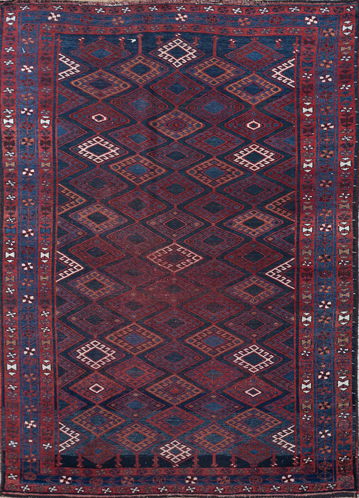 nuray blue wool hand knotted Rug - HeadShot