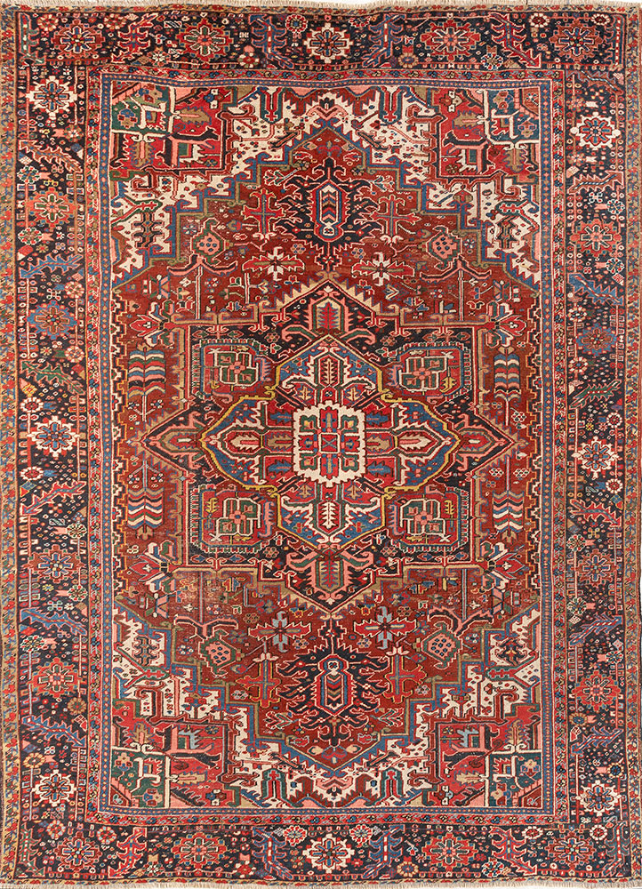 aalam red and orange wool hand knotted Rug - HeadShot