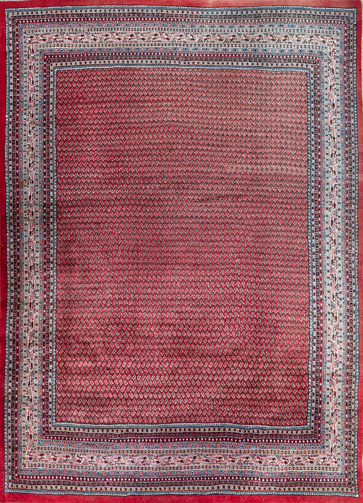 aalam red and orange wool hand knotted Rug - HeadShot