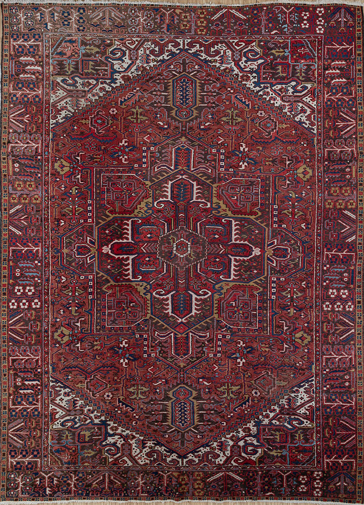 aalam red and orange wool hand knotted Rug - HeadShot