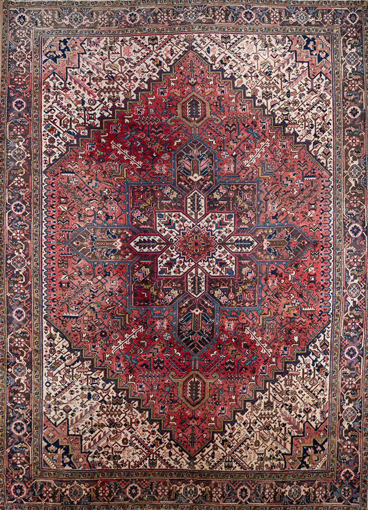 aalam red and orange wool hand knotted Rug - HeadShot