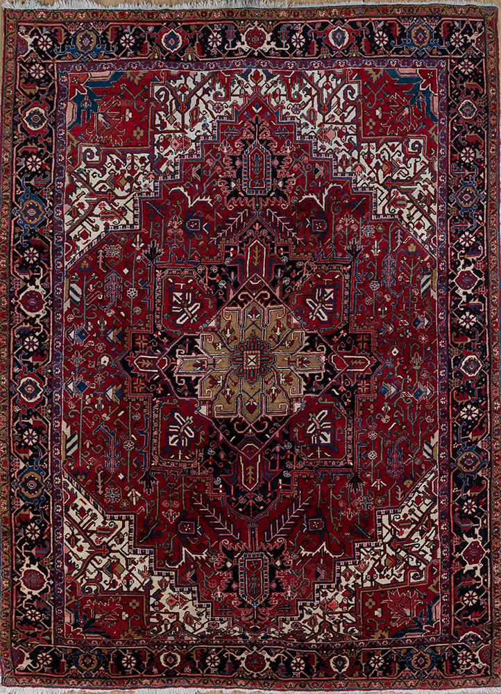 aalam red and orange wool hand knotted Rug - HeadShot