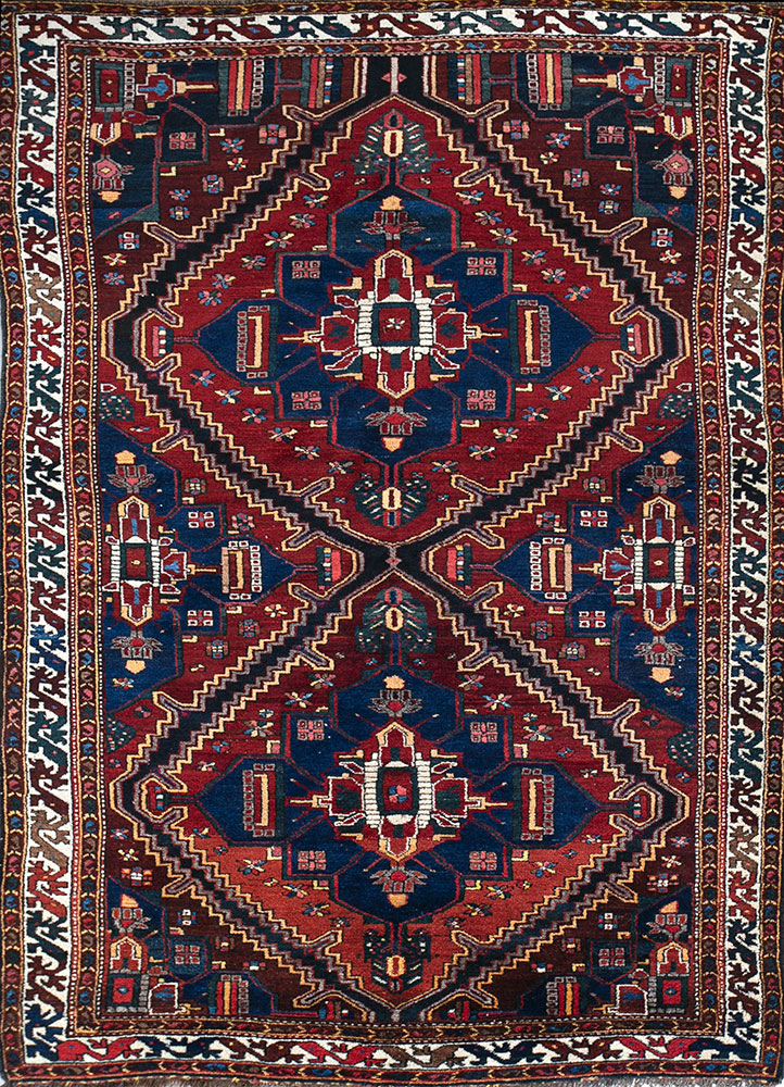 nuray blue wool hand knotted Rug - HeadShot