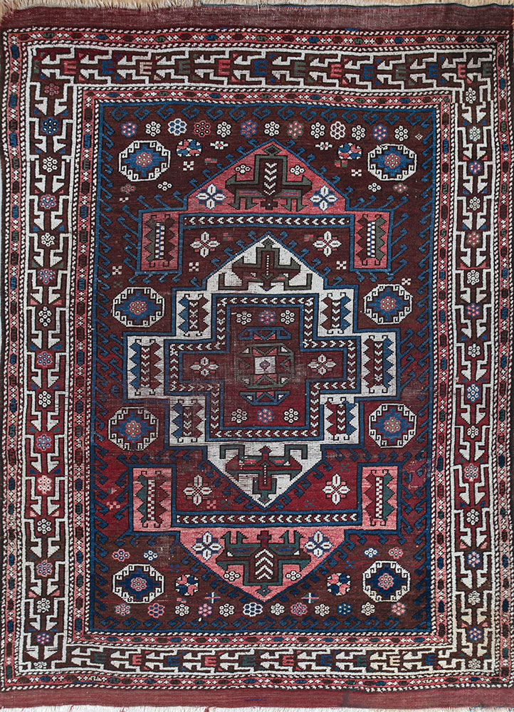 nuray red and orange wool hand knotted Rug - HeadShot