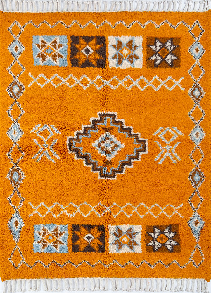 zuri red and orange wool hand knotted Rug - HeadShot