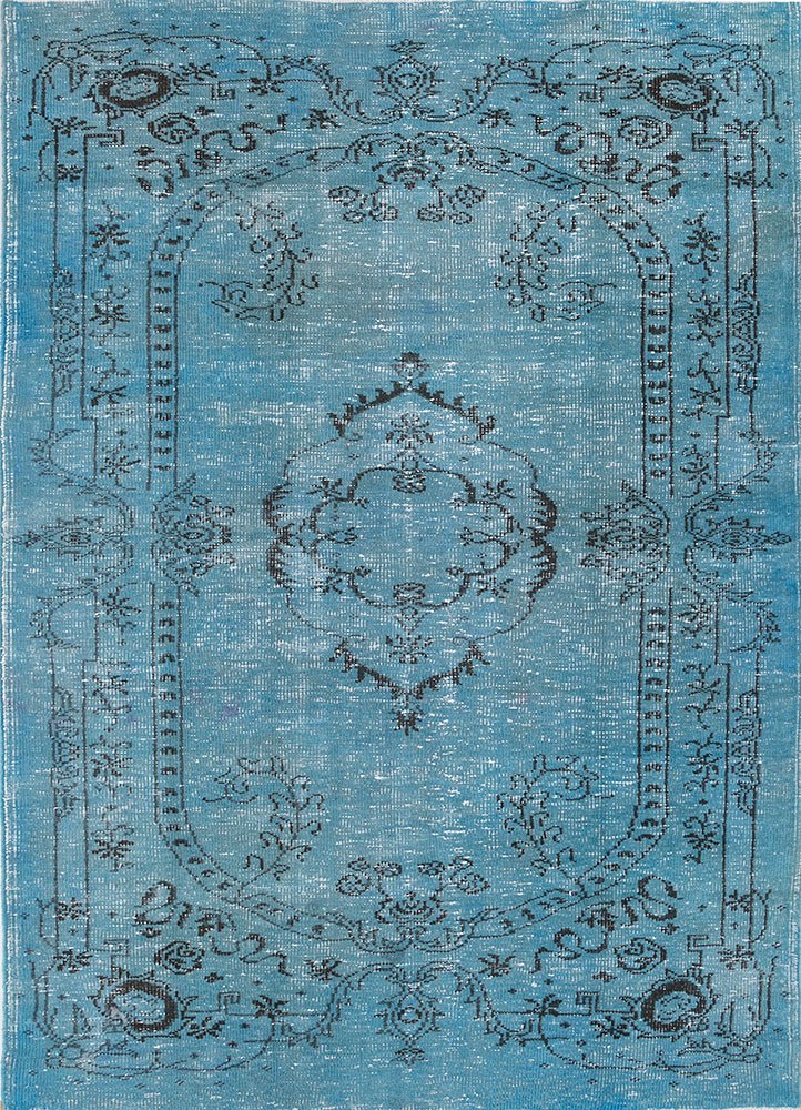 lacuna blue wool hand knotted Rug - HeadShot