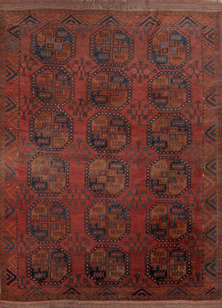 kiaan red and orange wool hand knotted Rug - HeadShot
