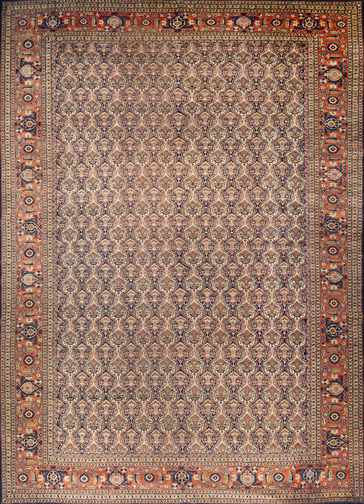 aalam beige and brown wool hand knotted Rug - HeadShot