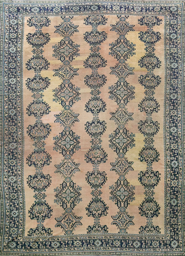 aalam beige and brown wool hand knotted Rug - HeadShot