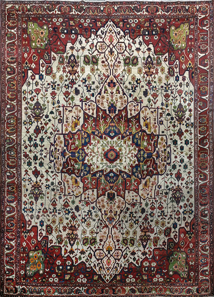 aalam red and orange wool hand knotted Rug - HeadShot