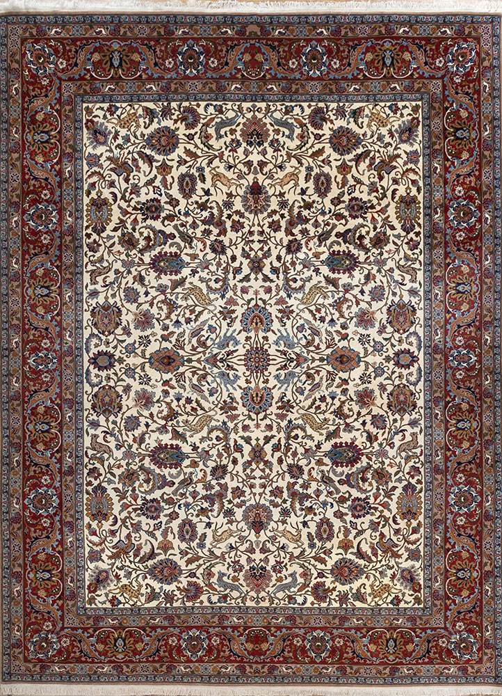 aalam ivory wool hand knotted Rug - HeadShot