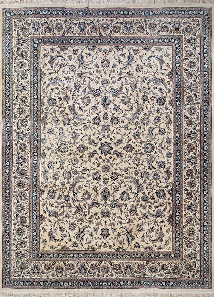 aalam ivory wool hand knotted Rug - HeadShot