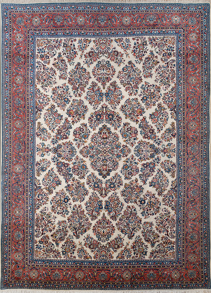 aalam ivory wool hand knotted Rug - HeadShot