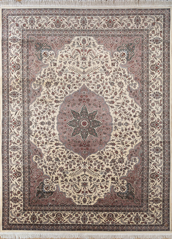 aalam grey and black wool hand knotted Rug - HeadShot