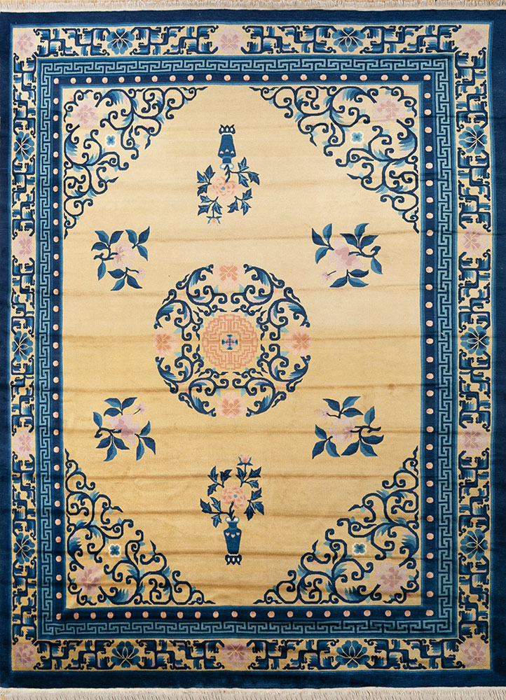 pechino gold wool hand knotted Rug - HeadShot