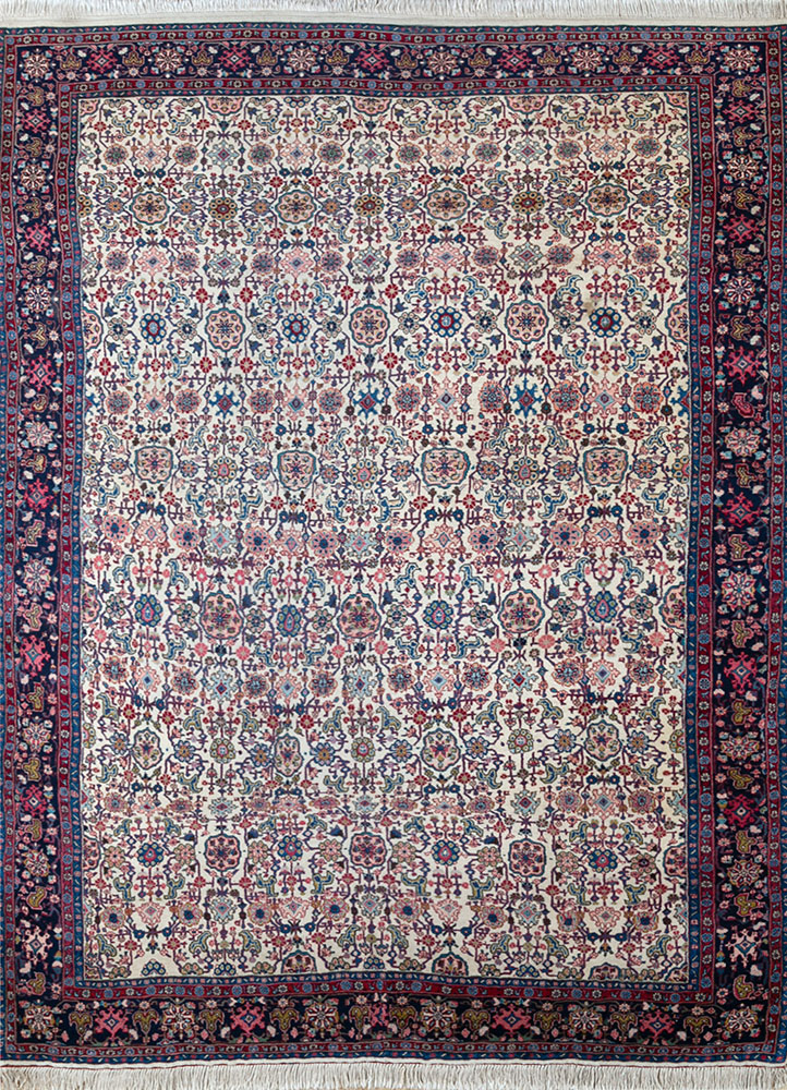 aalam ivory wool hand knotted Rug - HeadShot