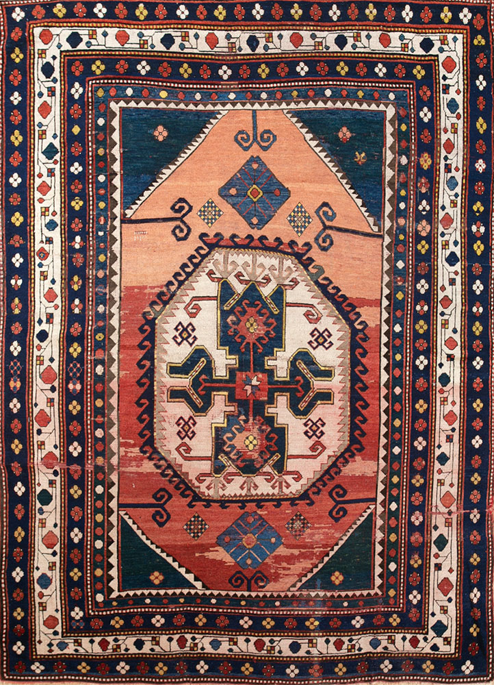 nuray blue wool hand knotted Rug - HeadShot