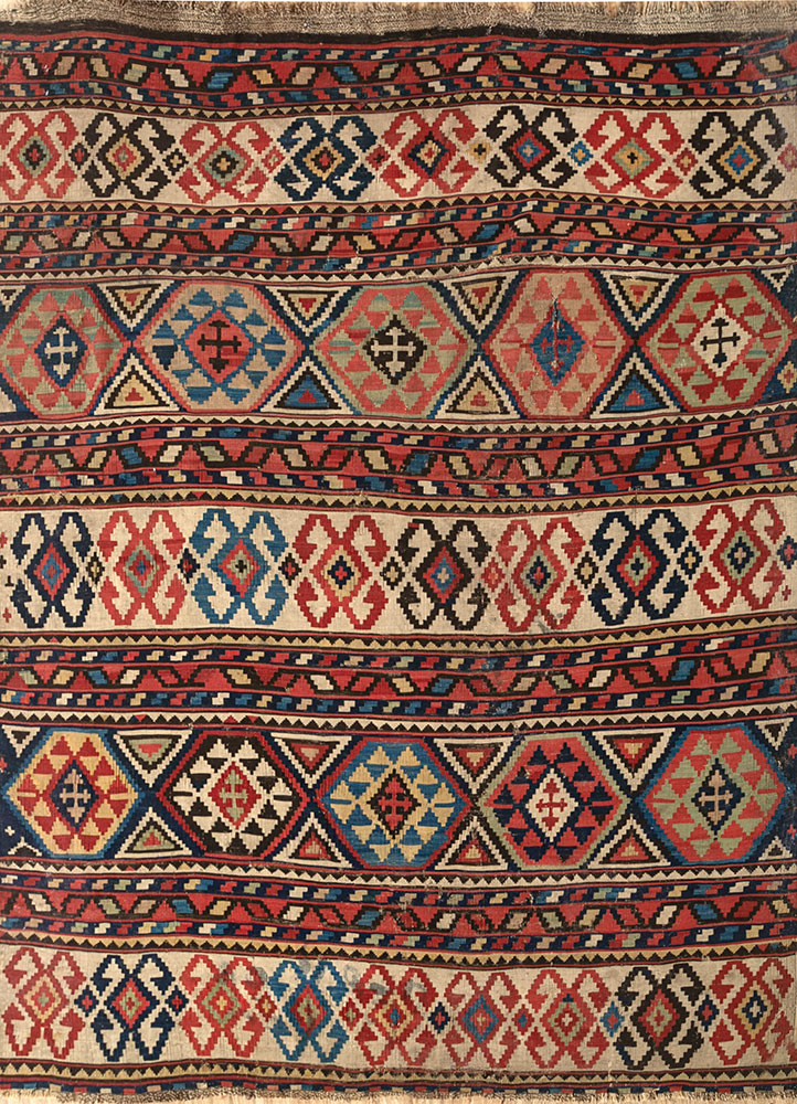 nuray red and orange wool hand knotted Rug - HeadShot