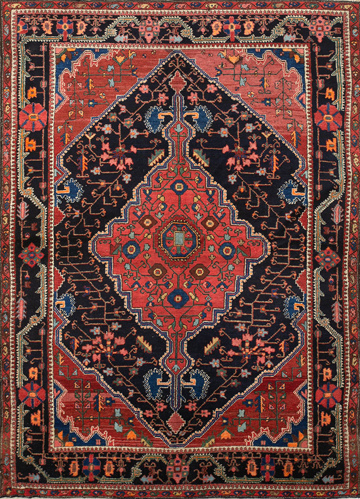 aalam red and orange wool hand knotted Rug - HeadShot