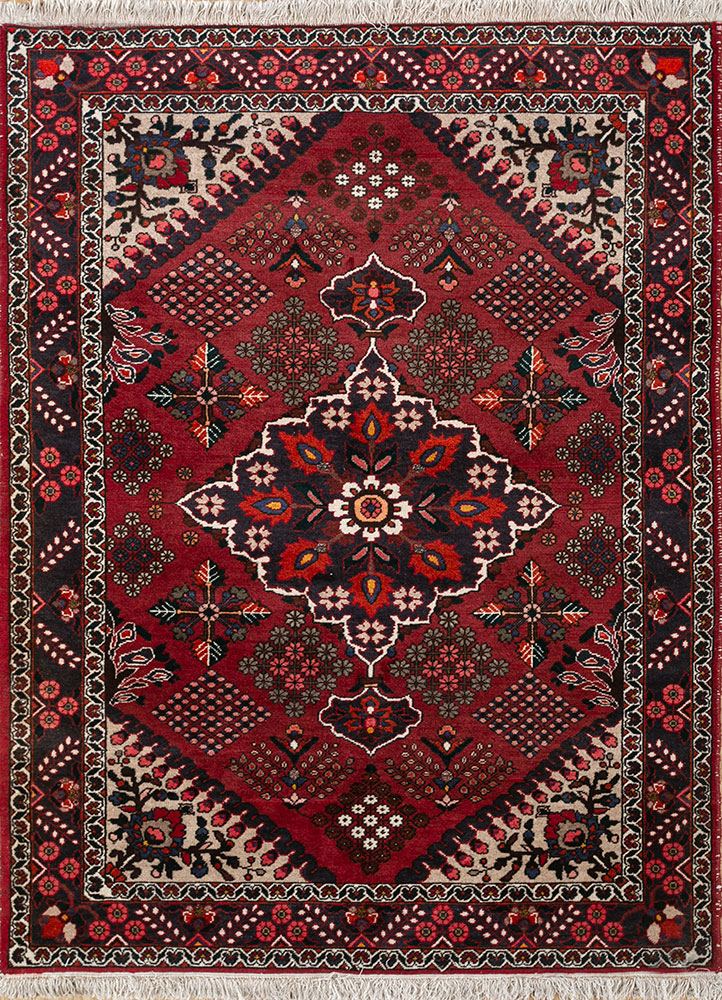 aalam red and orange wool hand knotted Rug - HeadShot