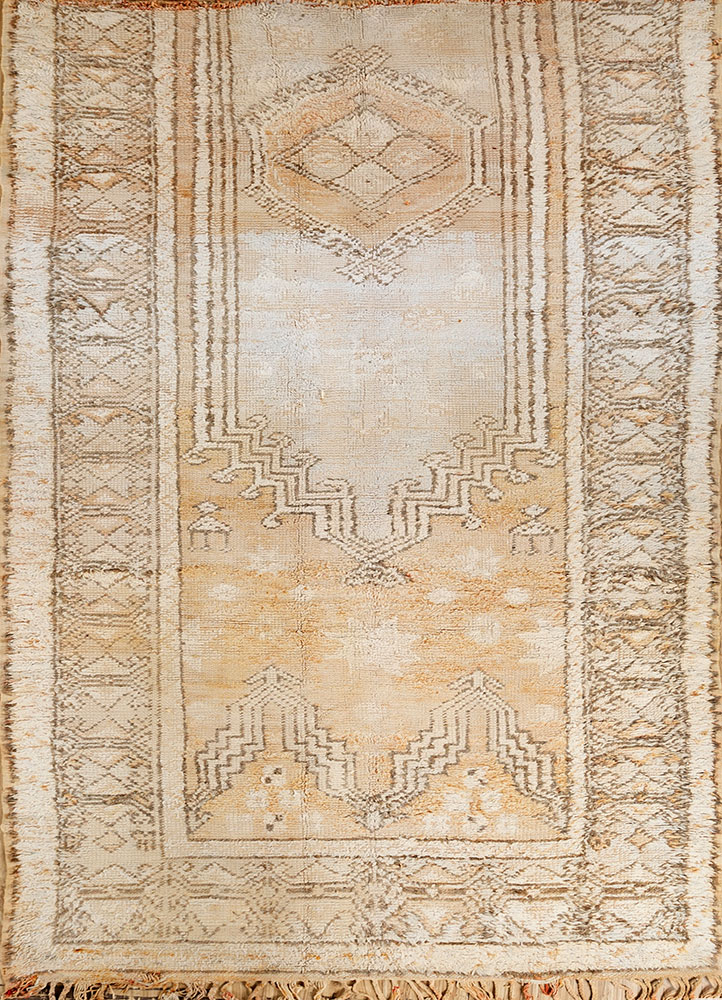 nuray beige and brown wool hand knotted Rug - HeadShot
