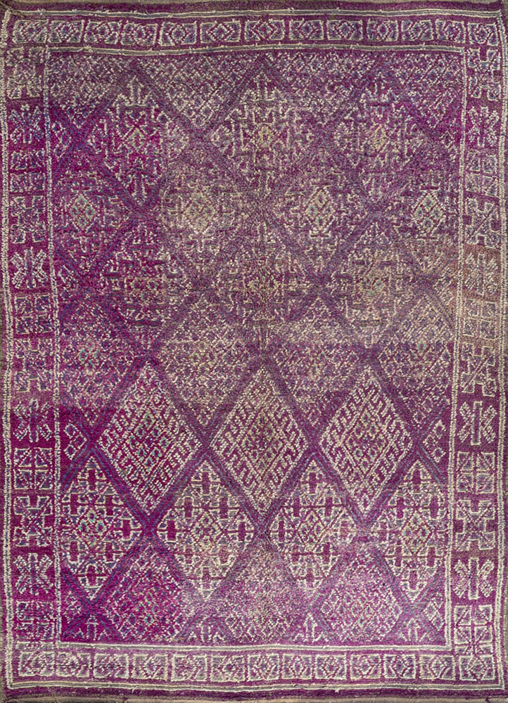 nuray pink and purple wool hand knotted Rug - HeadShot