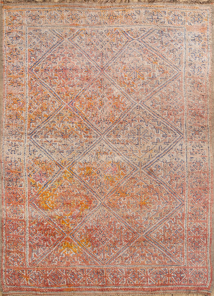 nuray red and orange wool hand knotted Rug - HeadShot