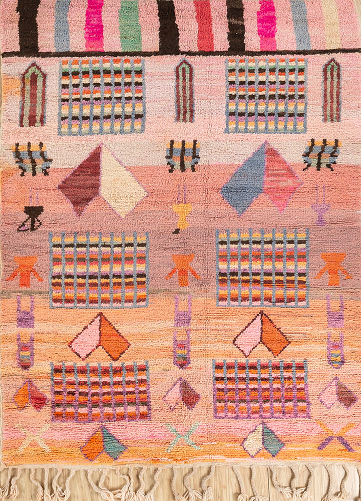 nuray pink and purple wool hand knotted Rug - HeadShot