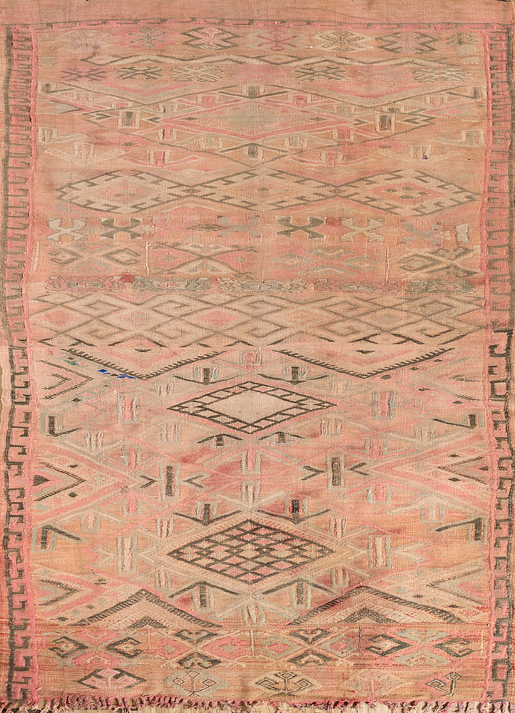 nuray red and orange wool hand knotted Rug - HeadShot
