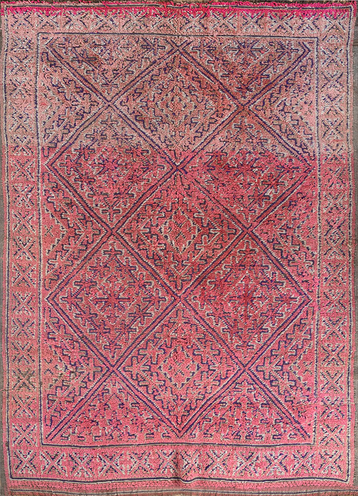 nuray pink and purple wool hand knotted Rug - HeadShot