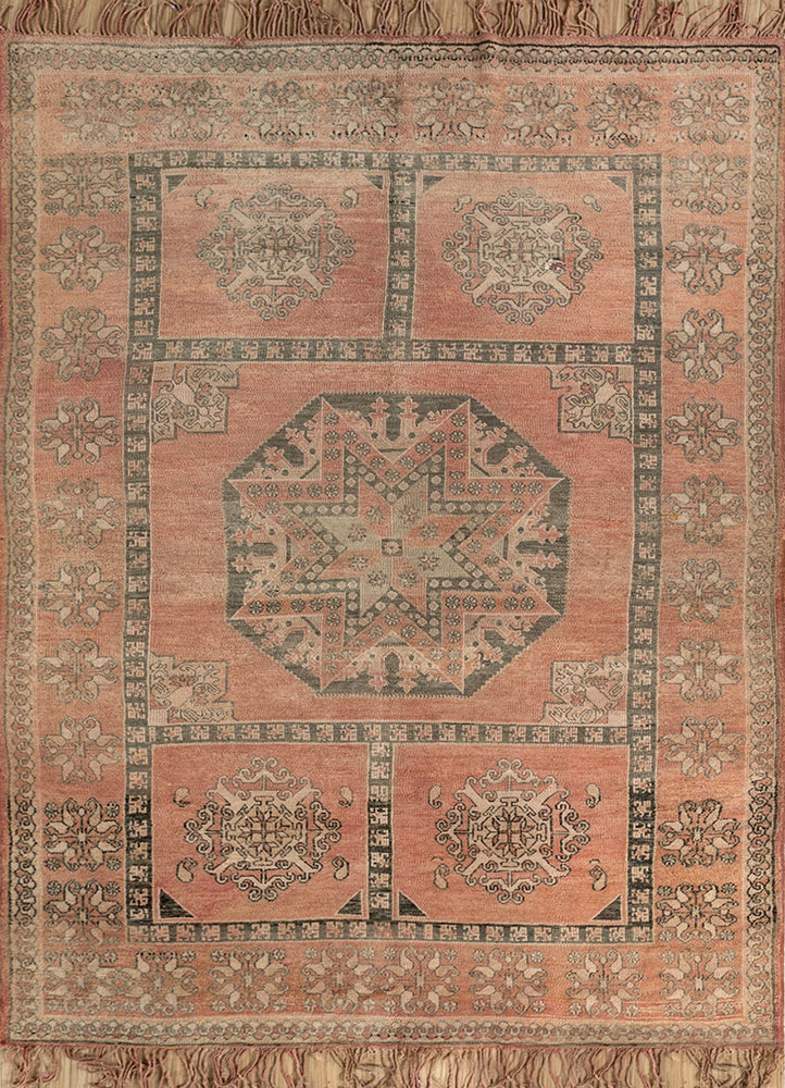 nuray red and orange wool hand knotted Rug - HeadShot