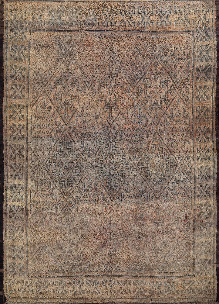 nuray beige and brown wool hand knotted Rug - HeadShot