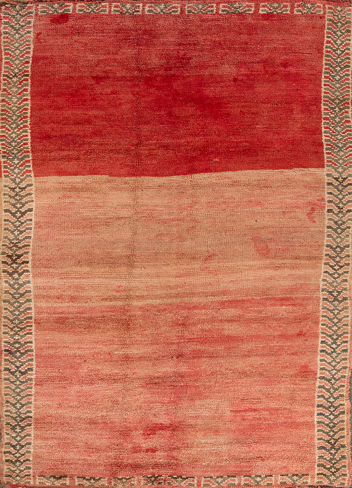 nuray red and orange wool hand knotted Rug - HeadShot