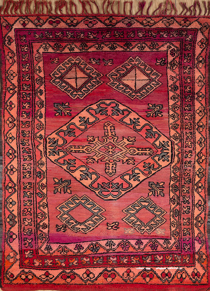 nuray red and orange wool hand knotted Rug - HeadShot