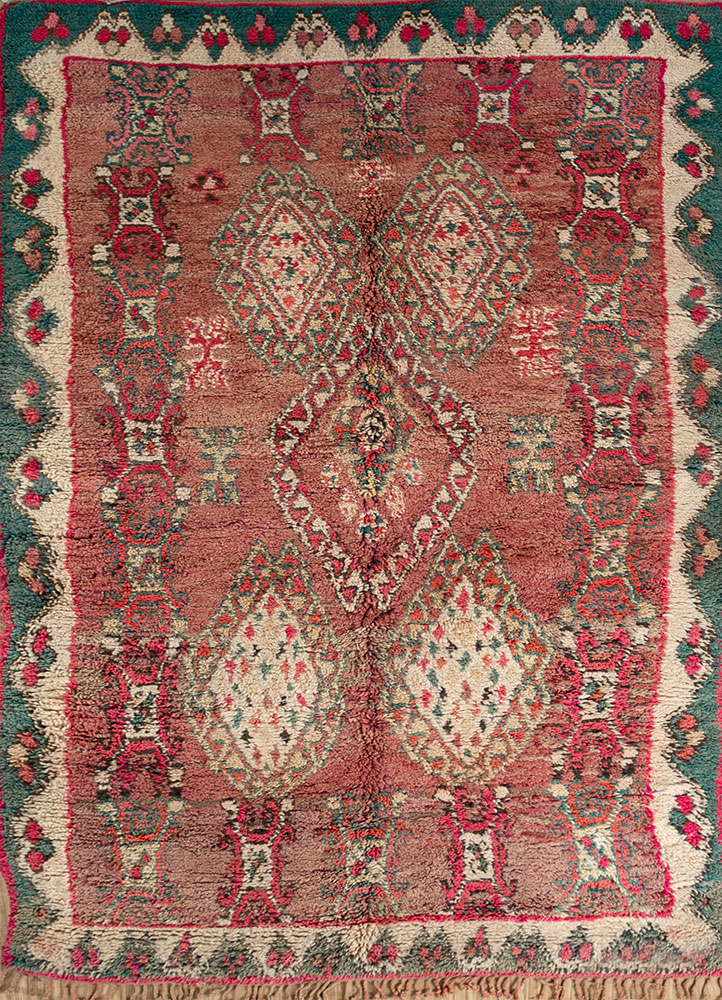 nuray red and orange wool hand knotted Rug - HeadShot