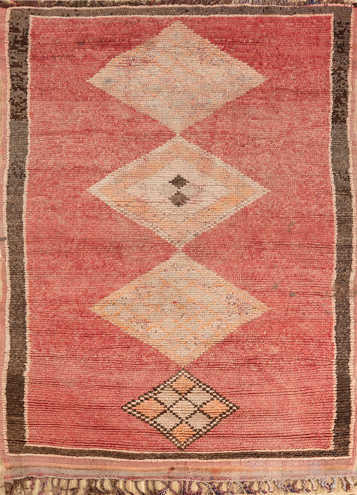 nuray red and orange wool hand knotted Rug - HeadShot