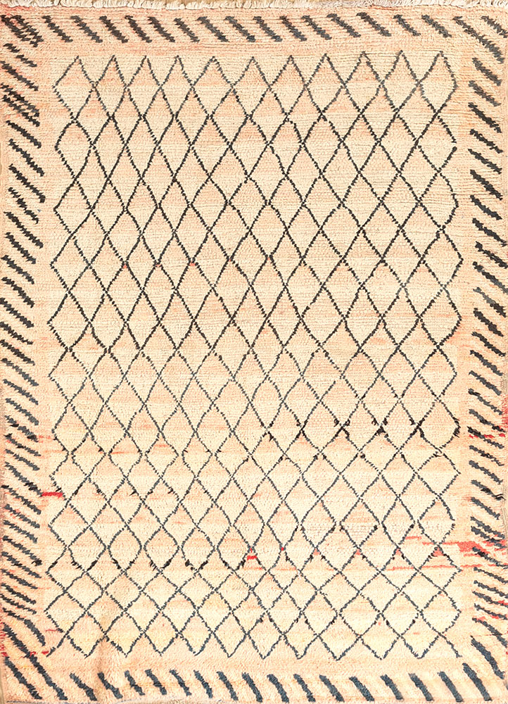 nuray beige and brown wool hand knotted Rug - HeadShot