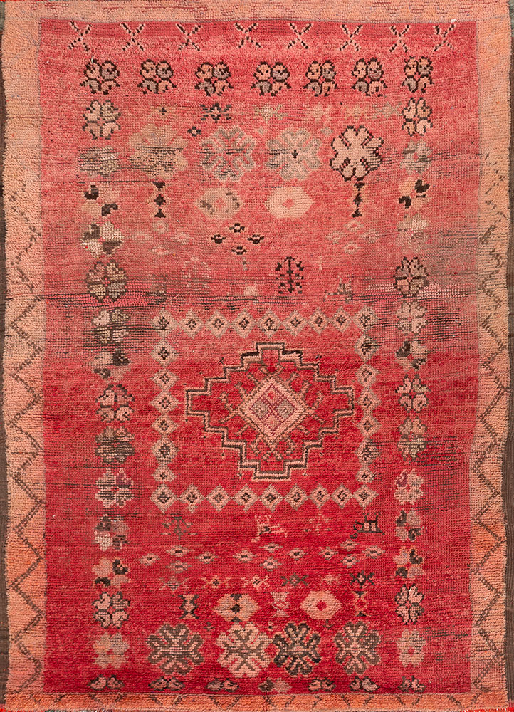 nuray red and orange wool hand knotted Rug - HeadShot
