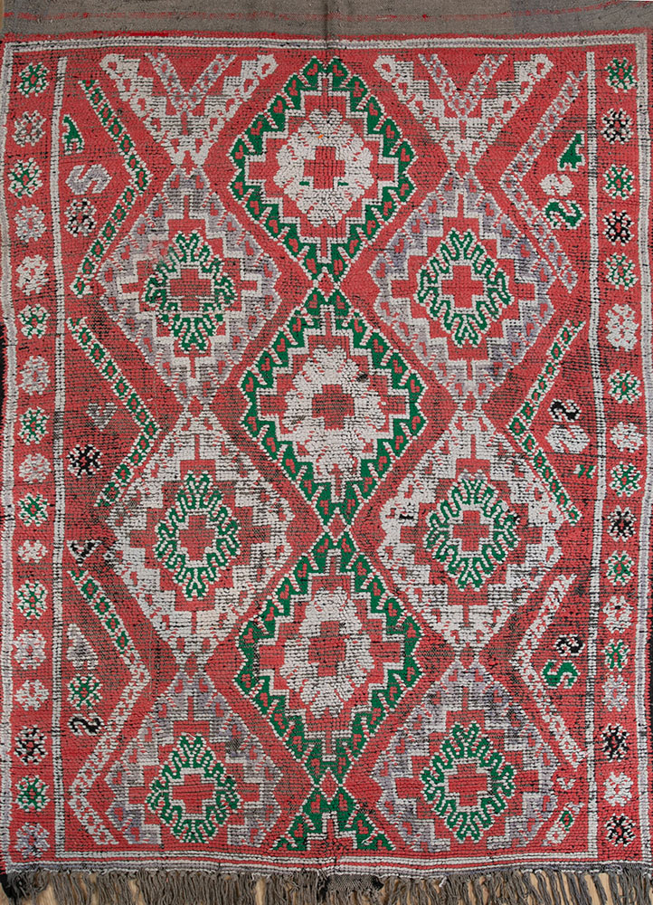 nuray red and orange wool hand knotted Rug - HeadShot