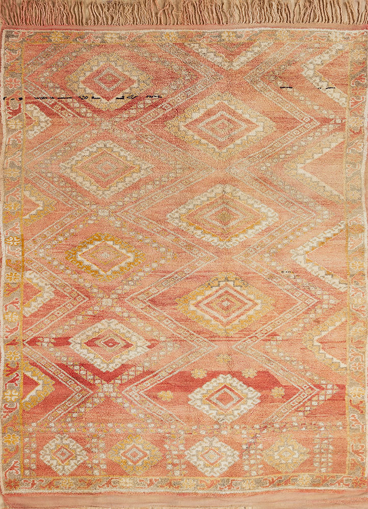 nuray red and orange wool hand knotted Rug - HeadShot