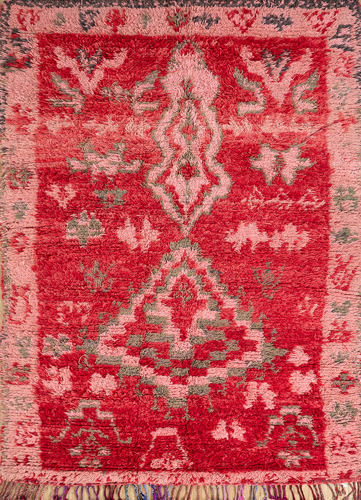 nuray red and orange wool hand knotted Rug - HeadShot