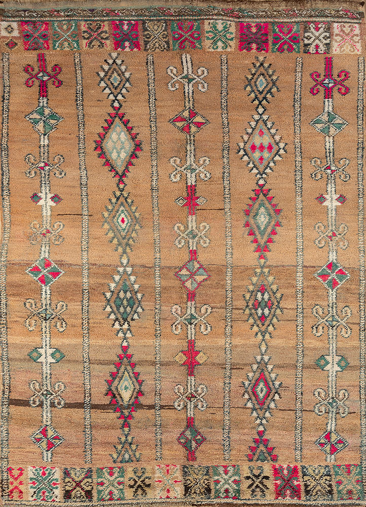 nuray beige and brown wool hand knotted Rug - HeadShot