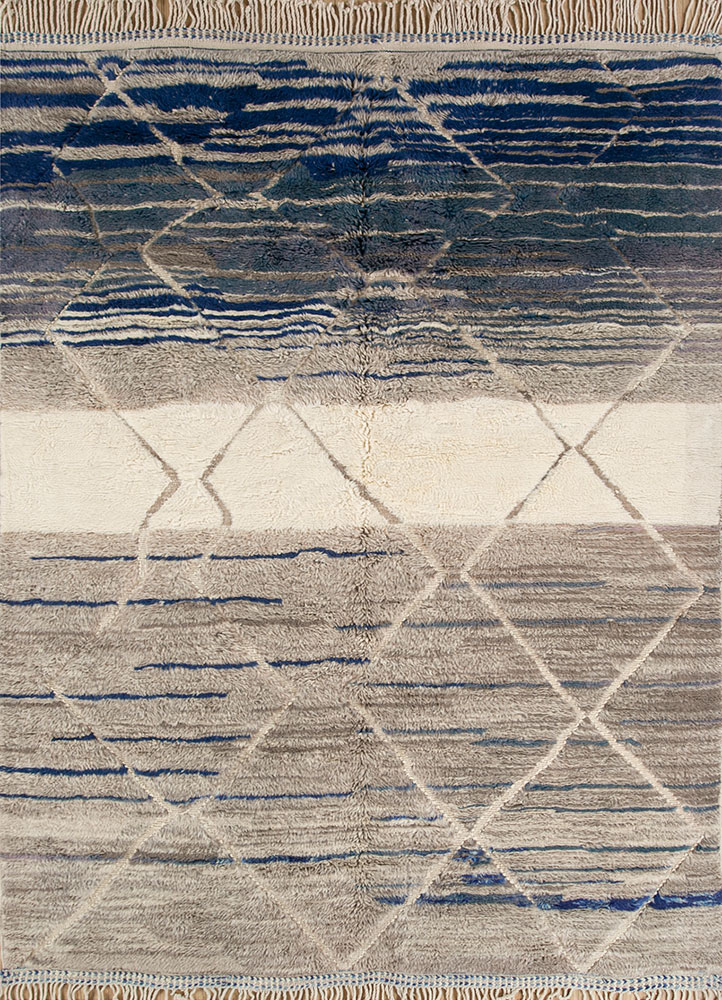 zuri beige and brown wool hand knotted Rug - HeadShot